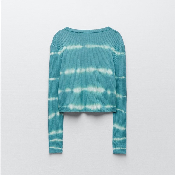 Zara blue/ green tie-dye knit cardigan NWT - Picture 8 of 8